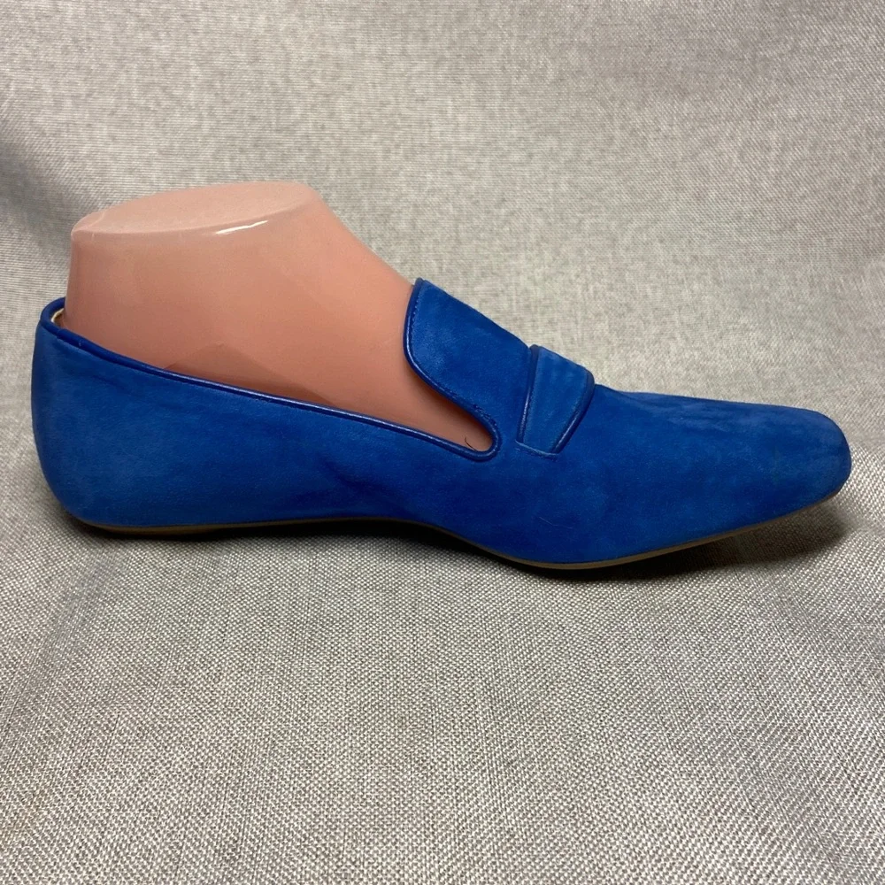 Women's Suede Penny Loafers in Royal Blue. Size 7